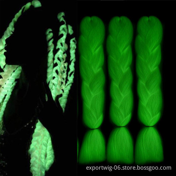 glowing in the dark braiding hair Jumbo shining hair in the darkness soft 24inch 100g braiding hair extensions